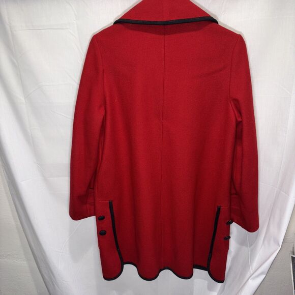 VTG Davis Of Boston Women’s L-XL Red Wool Trench Overcoat Flannel Lined Ski - Picture 2 of 16